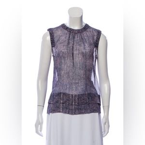 Rebecca Taylor Sheer Sleeveless Top Blouse Purple Size 2